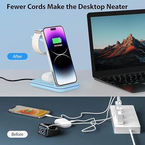 Miniatura 5 de Cargador inalámbrico para múltiples dispositivos Apple, estación de carga rápidasoporte compatible con iPhone 1615141312Pro MaxSE11XSXR8, para