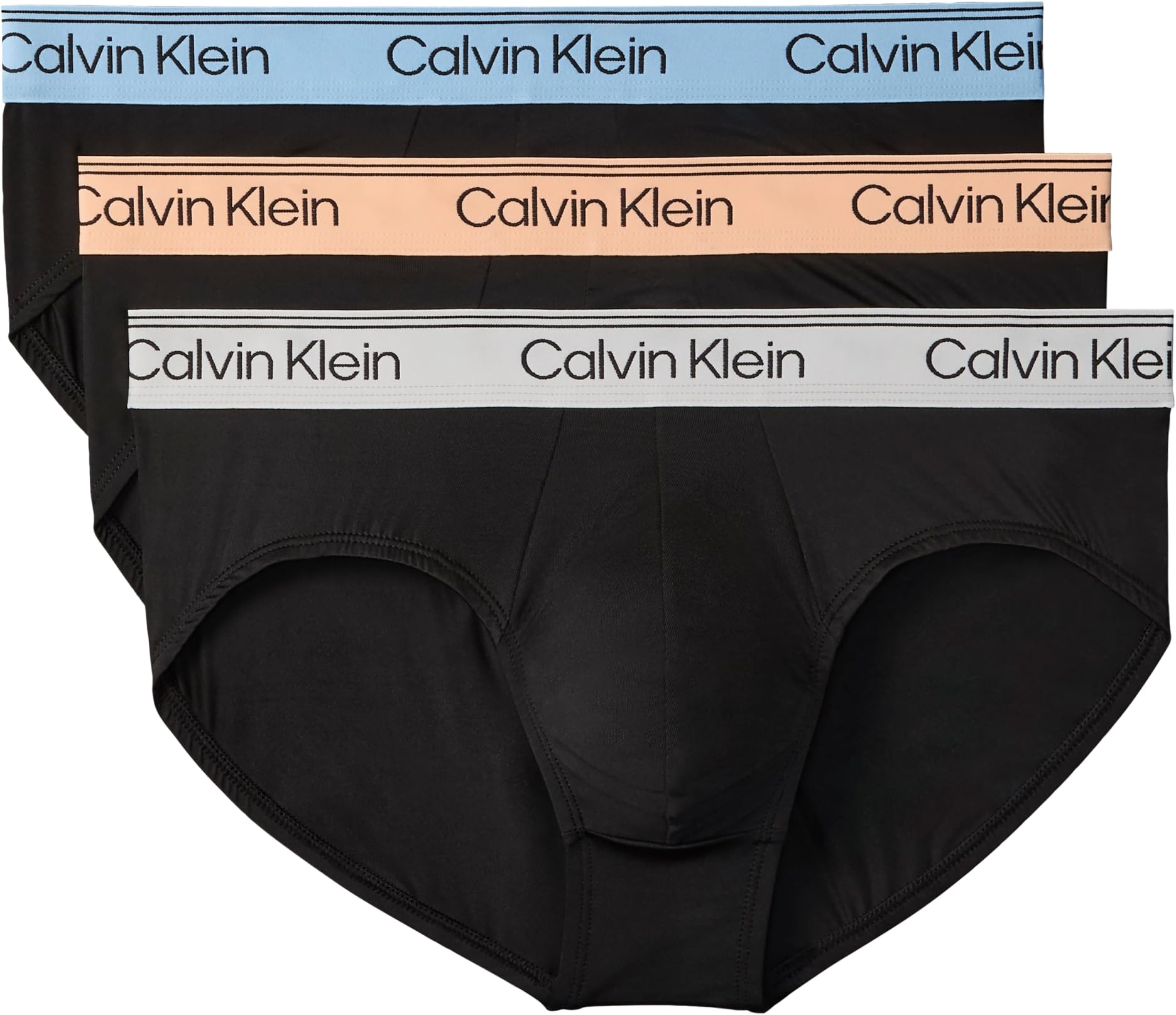 Calvin Klein Uomo Slip Hipster Confezione da 3 con Fascia con Logo, Nero (Black Bodies W/Gulf Blue/Light CAS), M