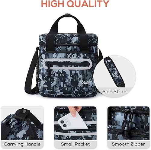 Miniatura 6 de TOURIT Lonchera grande con aislamiento de 14 litros, para hombres y mujeres, color negro