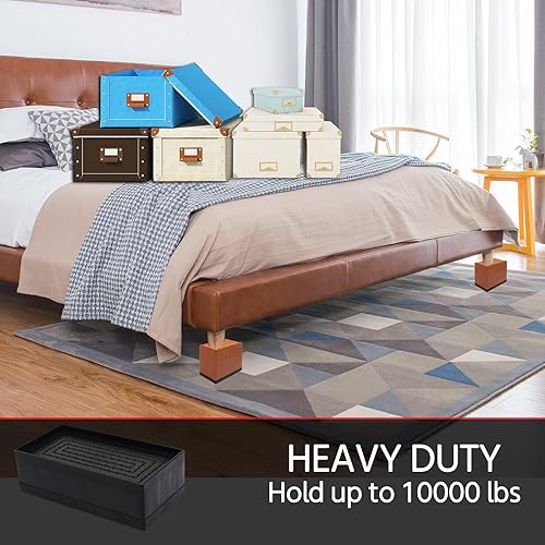 Miniatura 6 de MYMULIKE Elevadores de cama de 2 o 3.8 pulgadas, paquete de 8 unidades rectangulares de gran tamaño para patas de 7 pulgadas, resistentes bloques de