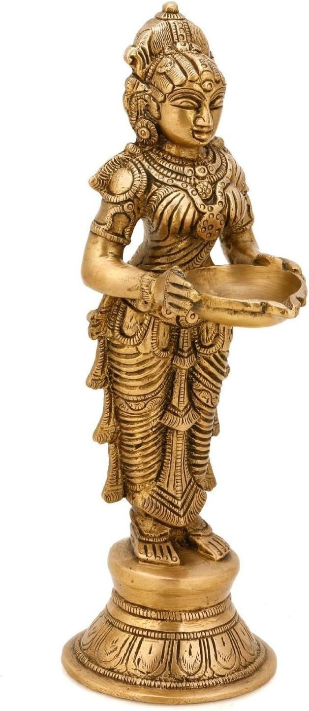 AapnoCraft Indian Village Woman Sculpture Handmade Lady Statue 11" Wooden Art Decor Showpiece Home & Garden Decoration Gifts