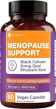 Complete Menopause Support Supplement for Women | Menopause Synbiotic with Black Cohosh, Dong Quai, Rhubarb Root | Helps Easing Hot Flashes, Night Sweats, Restful Sleep | 60 Capsules