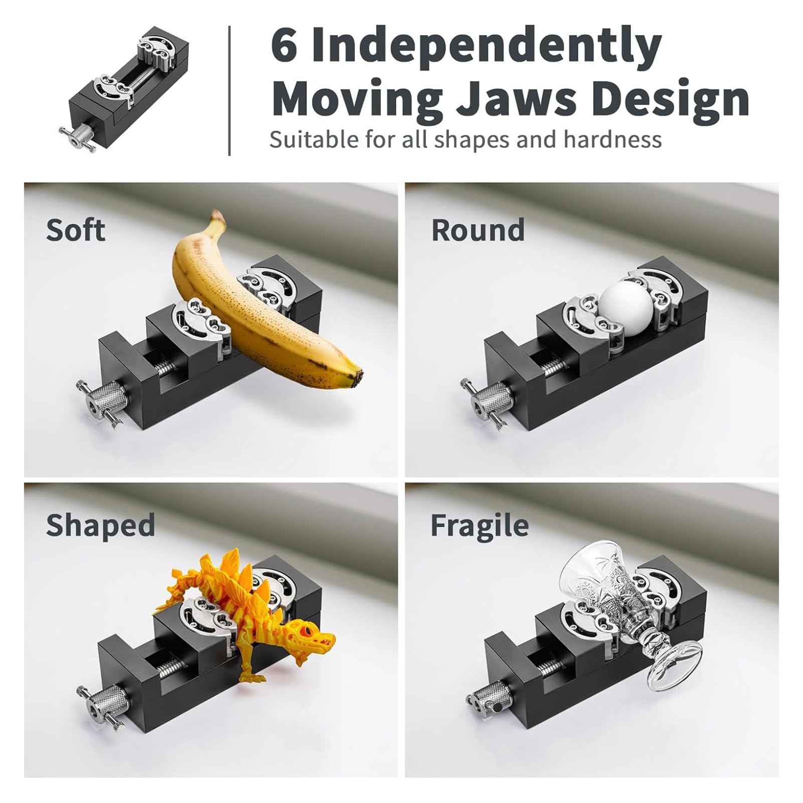 FTVOGUE Mini-Schraubstock, Kompakter, Robuster, Selbstjustierender Schraubstock aus CNC-gefräster Aluminiumlegierung mit L-Schlüssel für Heimwerker, Holzbearbeitung, (