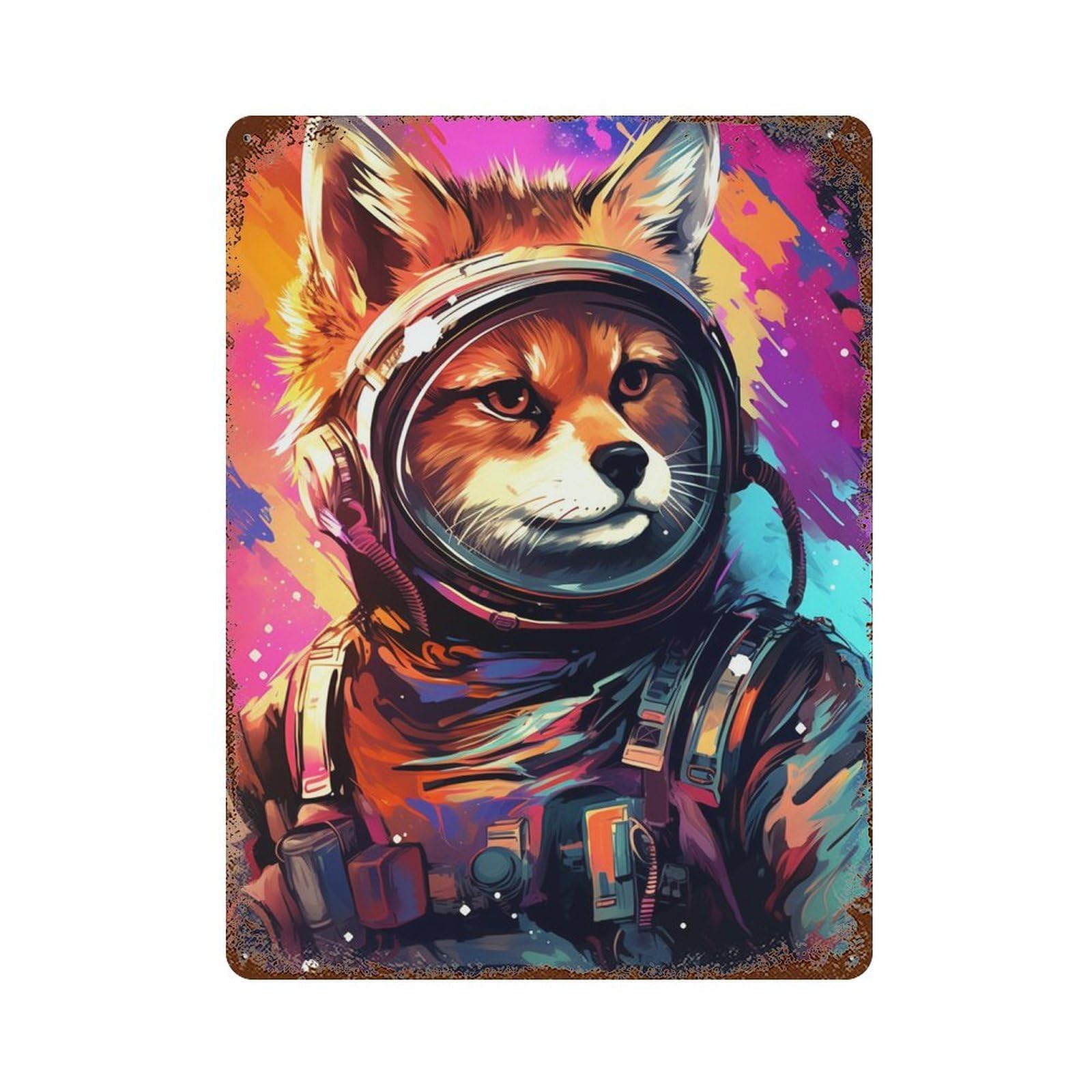 Cosmic Fox Explorer-12 Vintage Metal Tin Sign 15.7"x11.8", Ideal for Basement, Hobby Room And Garage Decor