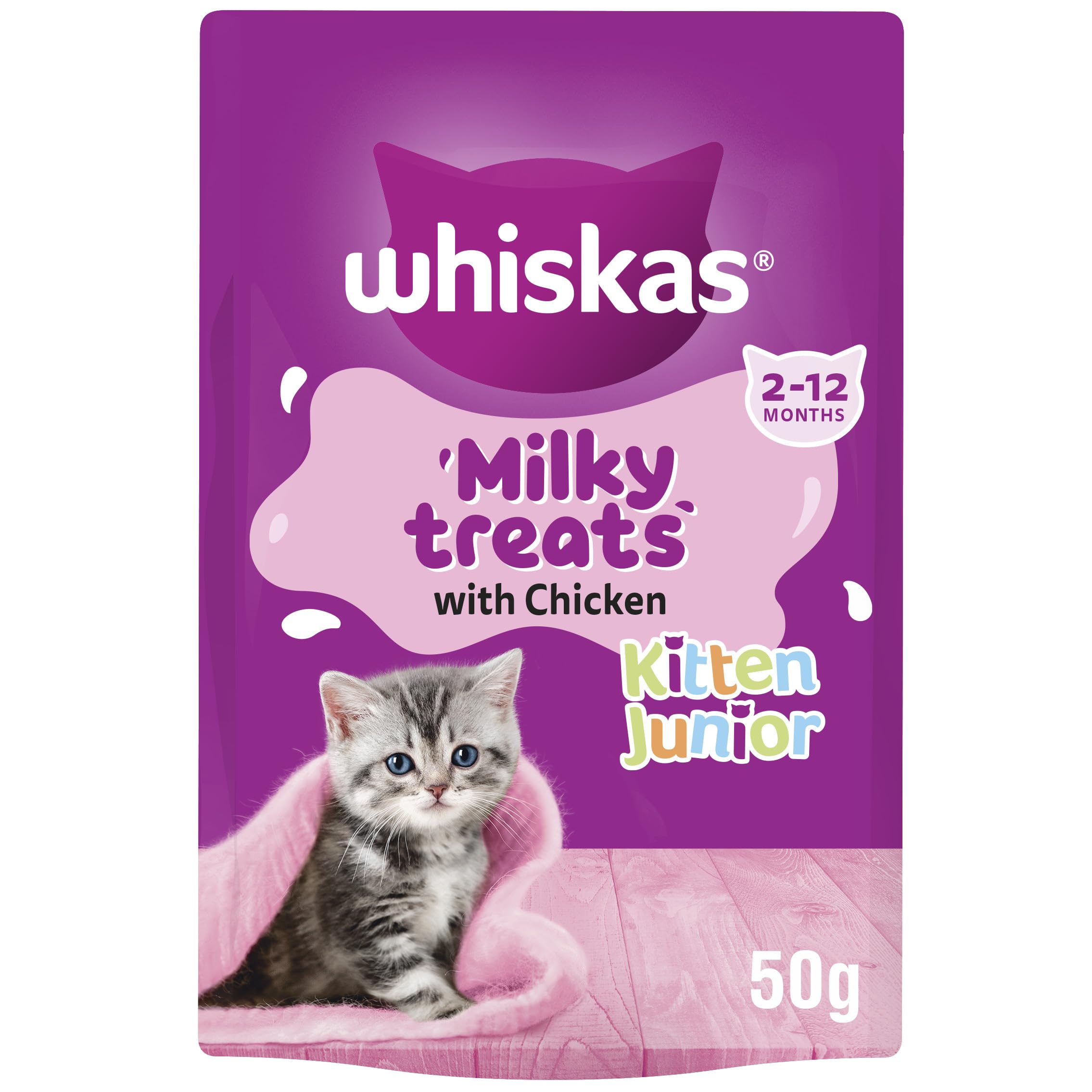 Whiskas 10 X 50G 2-12 Months Kitten Junior Milky Treats With Chicken