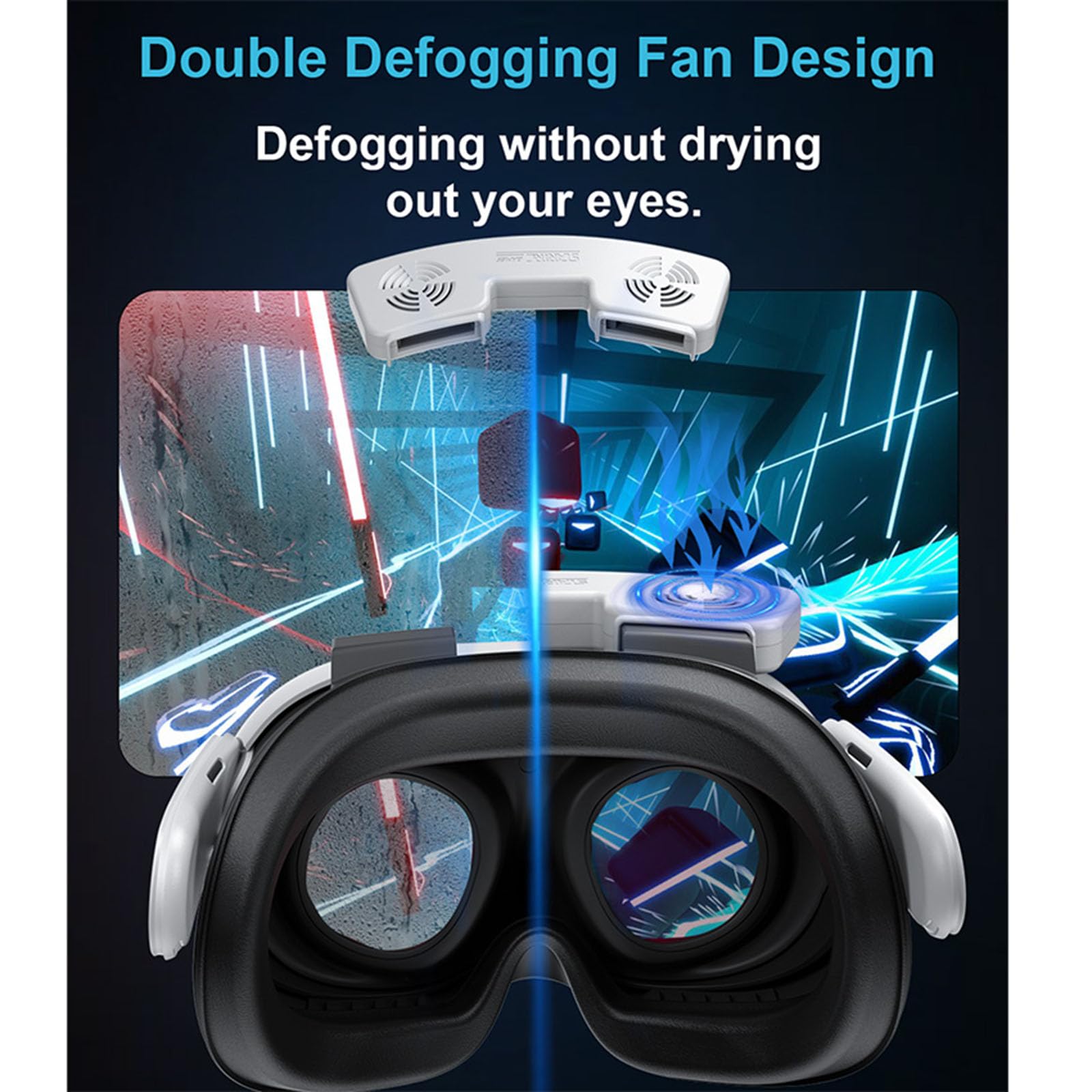 VR Double ventilateur de refroidissement compatible avec Meta Quest 3, circulation de l'air, retrait rapide, anti-buée, interface faciale, masque facial pour Meta Quest 3 uniquement