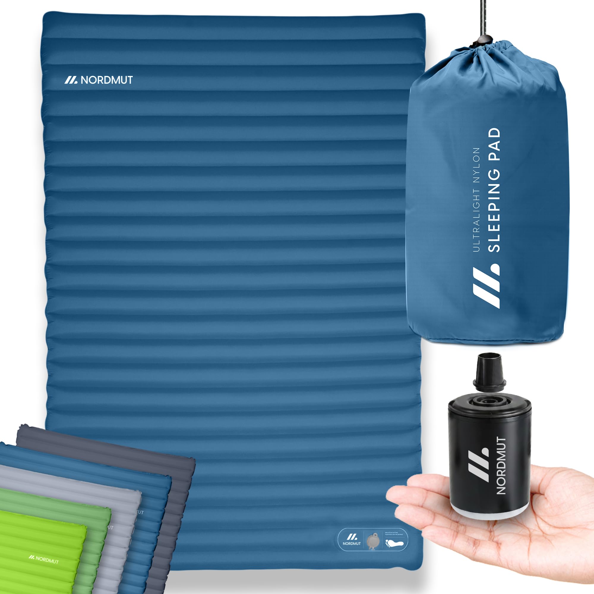 NORDMUT® Isomatte Selbstaufblasend 2 Personen - Outdoor Matratze 10cm Ultra komfortabel - Luftmatratze Selbstaufblasend für kinderleichtes aufpumpen - Wetterbeständige Camping Matratze
