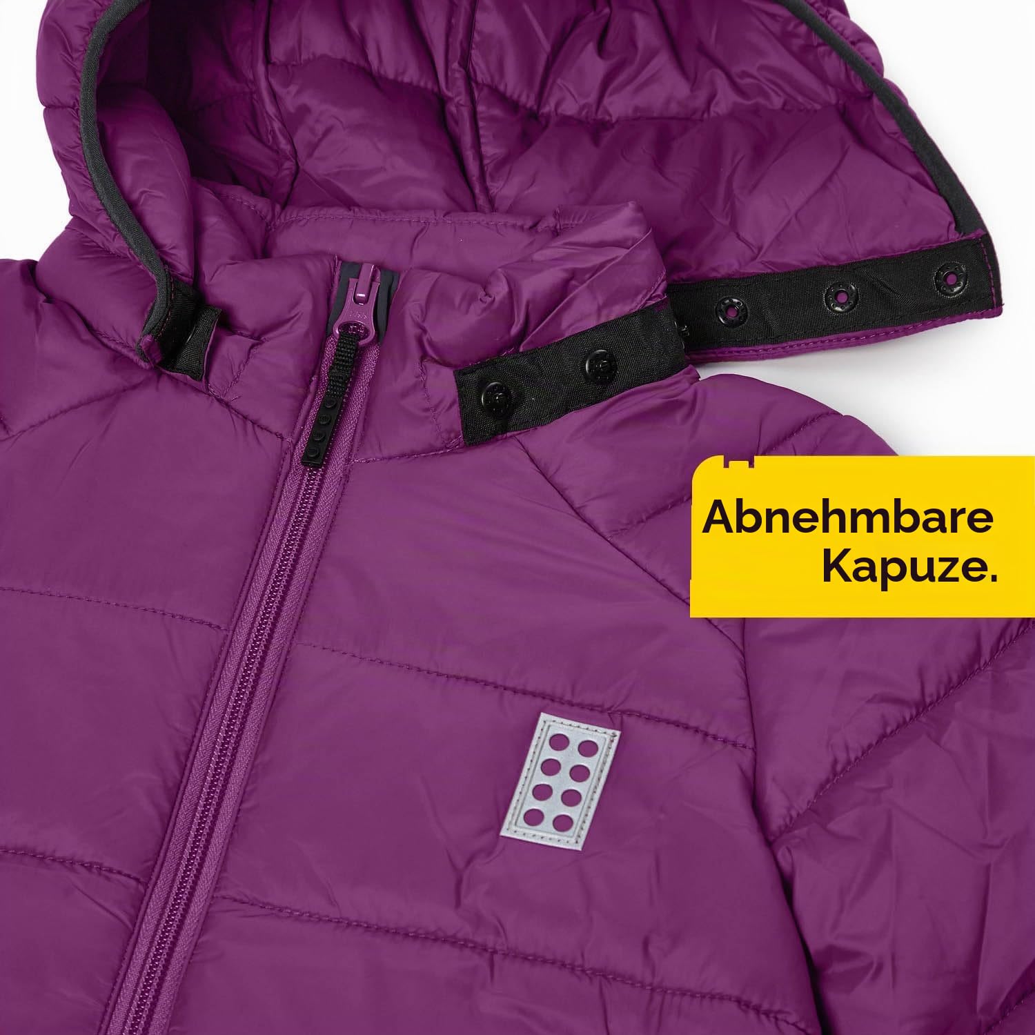 Kabooki LEGO® LWJAD 202 Leichte Steppjacke für Mädchen – Wasserabweisend & warm gefüttert – Abnehmbare Kapuze – Reflektierende Details