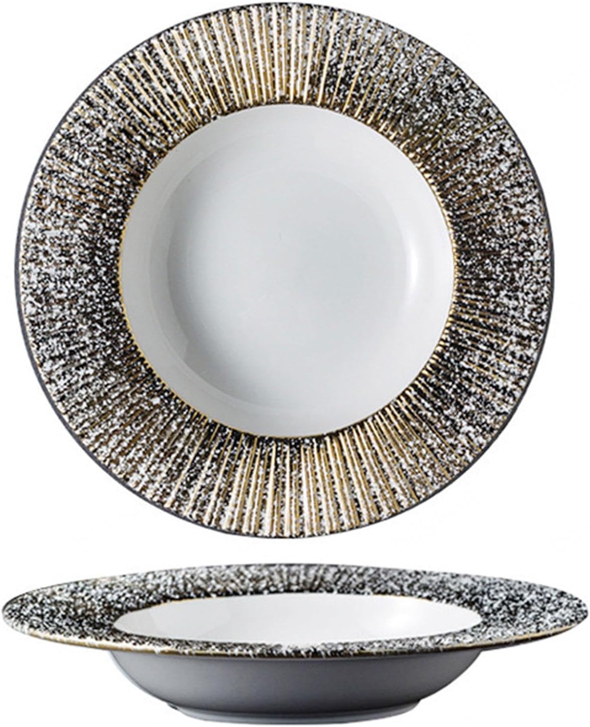 Dinner Plates Set of 2, 10 Inch Large Ceramic Soup Bowls Porcelain Plates Dinnerware Dishes Set, Microwave&Dishwasher & Oven Safe