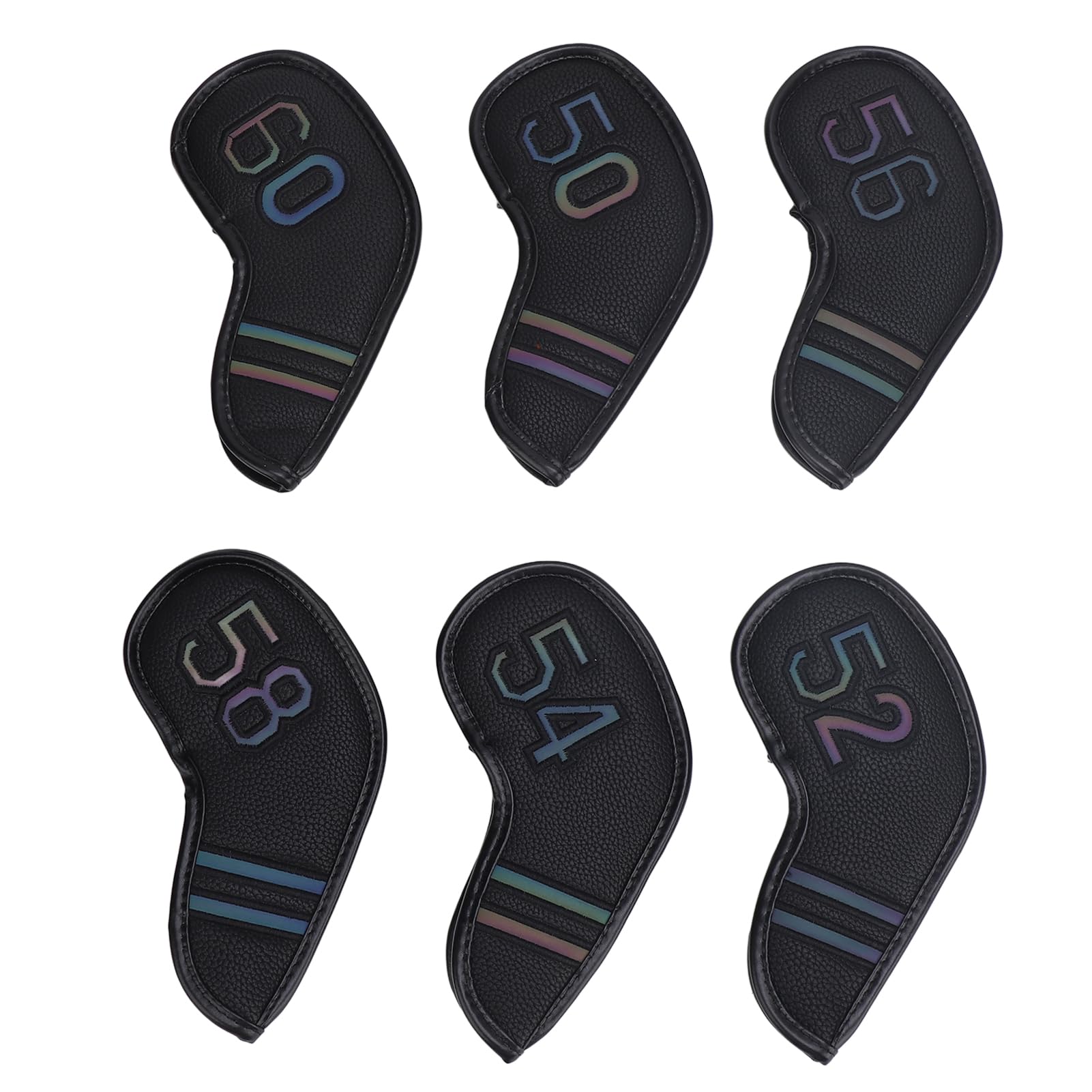 6PCS PU Leather Iron Wedge Golf Club Head Covers Set, Golf Iron Covers with Embroidered Numbers, Strong Loop and Hook Fastener Closure, Protective Black Covers for Most Golf Clubs