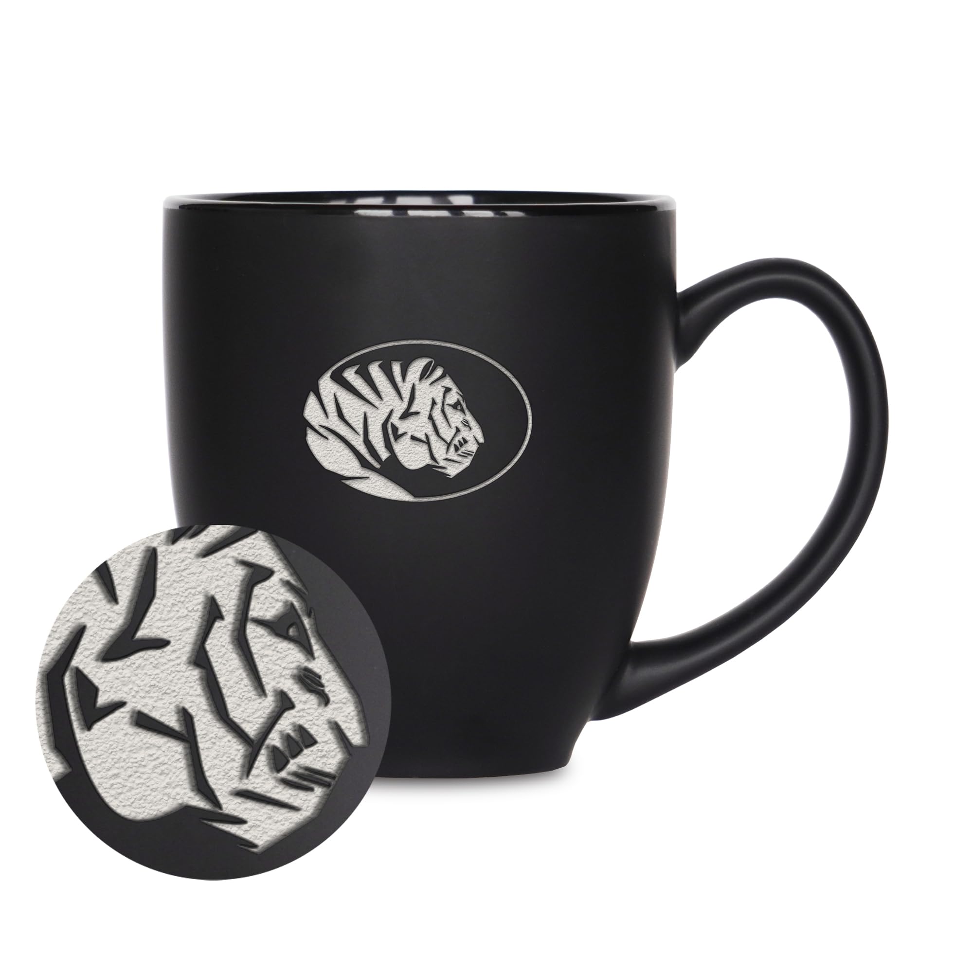 Mug East Central Tigers en céramique noire mate 425 ml gravé au laser pour boisson