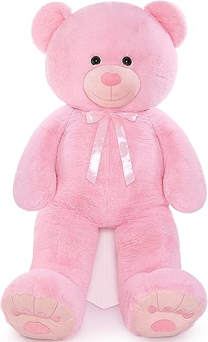 Miniatura 5 de MorisMos Oso de peluche rosa de 6 pies, extra grande, súper suave y tierno, oso de peluche rosa para novias, niñas, mujeres, regalo del día de San
