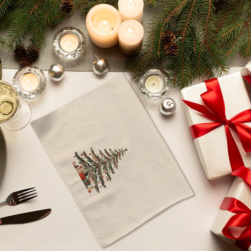 Christmas Kitchen Towels - Red Bow Ribbon Christmas Tree Hand Towels, Dish Towels & Tea Towels for Kitchen & Bathroom Decor - 16x24inch - Image 6