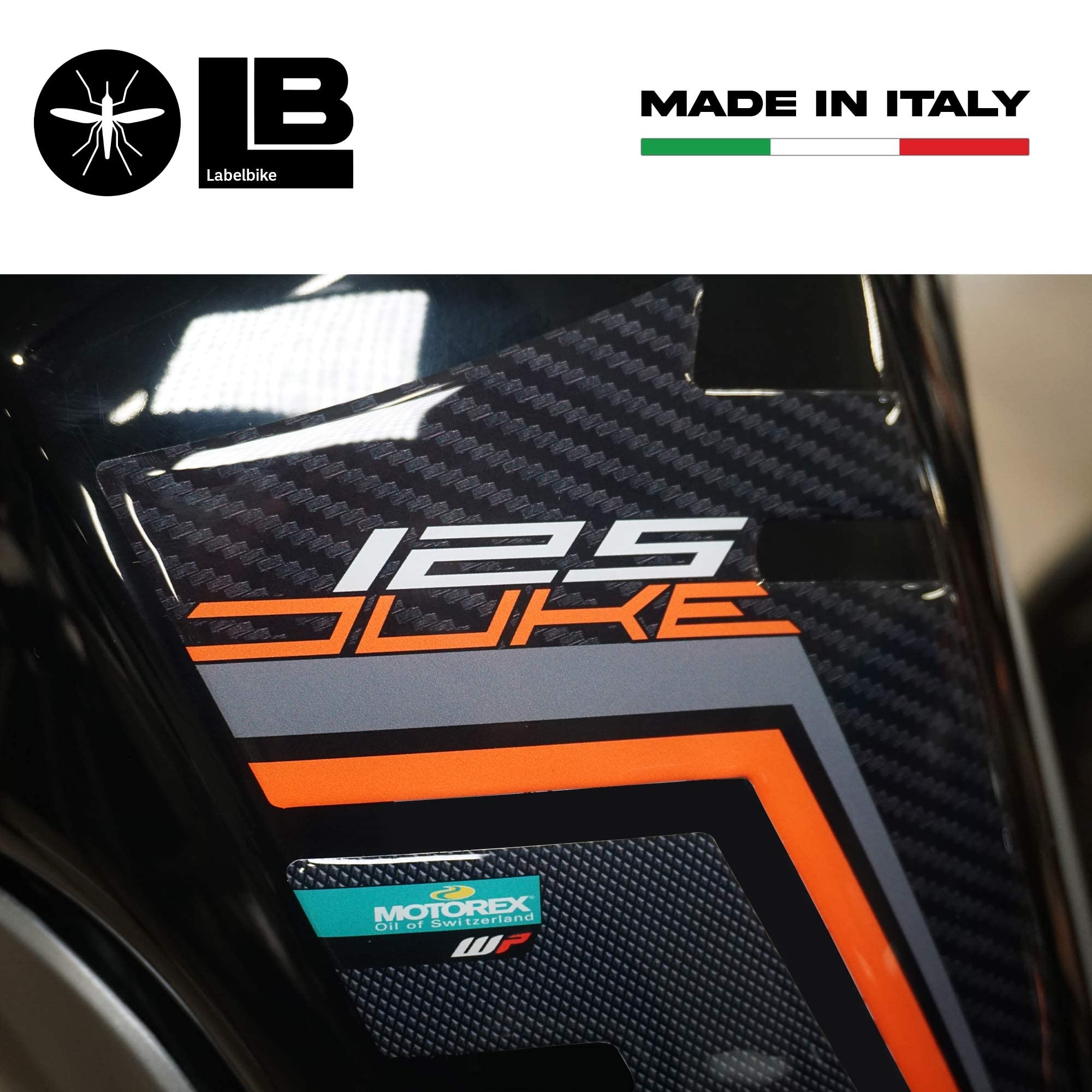 labelbike - Autocollant 3D Moto Réservoir Protection et Décoration en Résine Compatible avec KTM Duke 125 2017-2023 | Duke 125 2017-2023 Protection en résine anti-rayures Décoration