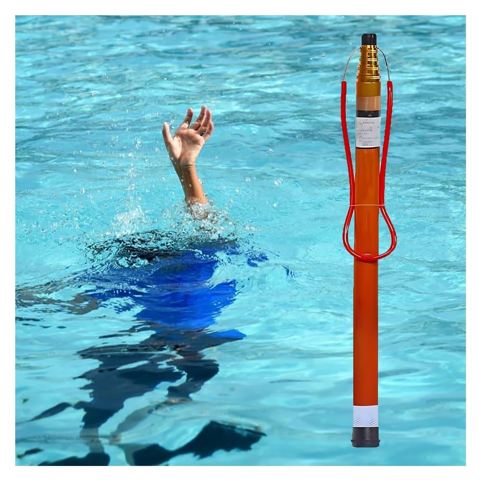 Poste salvavidas reflectante extensible de 1,2 a 6,5 metros para rescate en piscinas