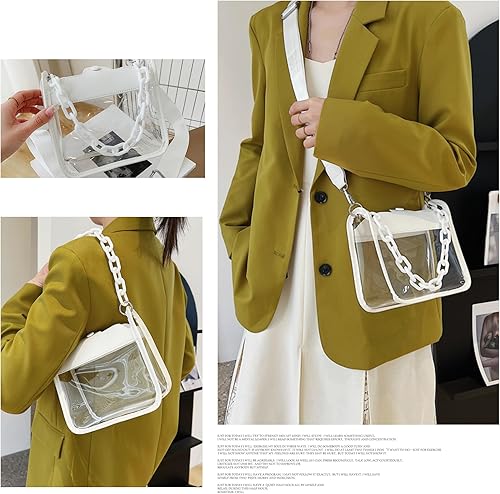 Miniatura 7 de Bolso cruzado transparente para mujer, bolso pequeño transparente, bolso de hombro moderno aprobado para conciertos