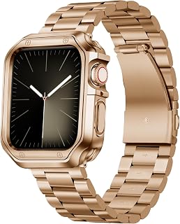BINLUN Stainless Steel Apple Watch Band 38-49mm with TPU Case - Metal Strap for Ultra/11/10/9/8/7/SE, Adjustable Rugged Fit