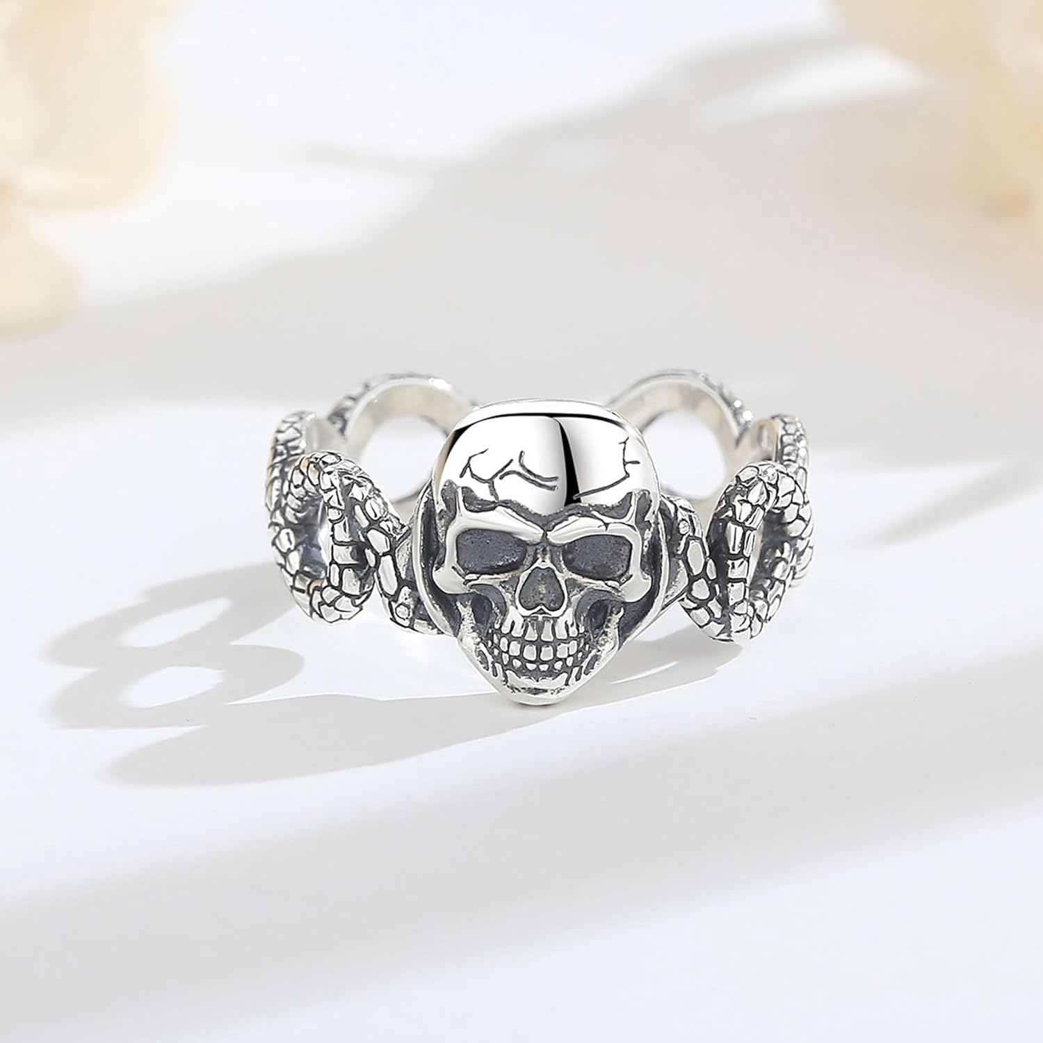 AEONSLOVE 925 Sterling Silver Adjustable Rings Saint Benedict/Jesus Cross Ring Religious Jewelry Gifts for Women Men