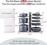 Vista 2 de ORDORA Pots and Pans Organizer under Cabinet 14.55 Height, Adjustable 8-Tier Pot Organizers inside Cabinet, Kitchen Organizers and Storage Fit 6-11