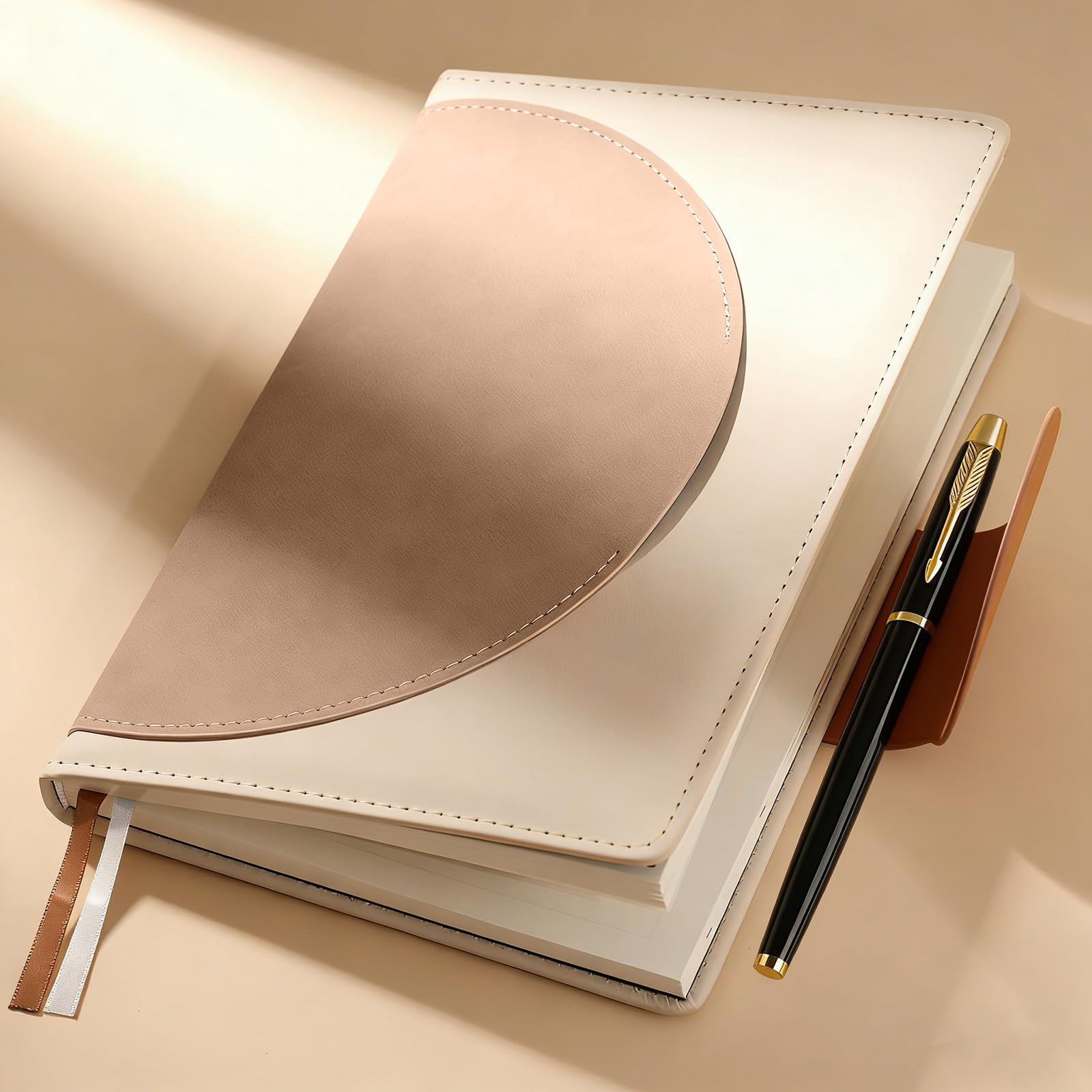 SIMDAO A5 Leather Notebook, Lined Journal with Magnetic Buckle,120Sheets/240Pages, Hardcover Notebook and Pen Set for women, Business Office School Daily Use, 21.2cm*15.7cm - Image 4