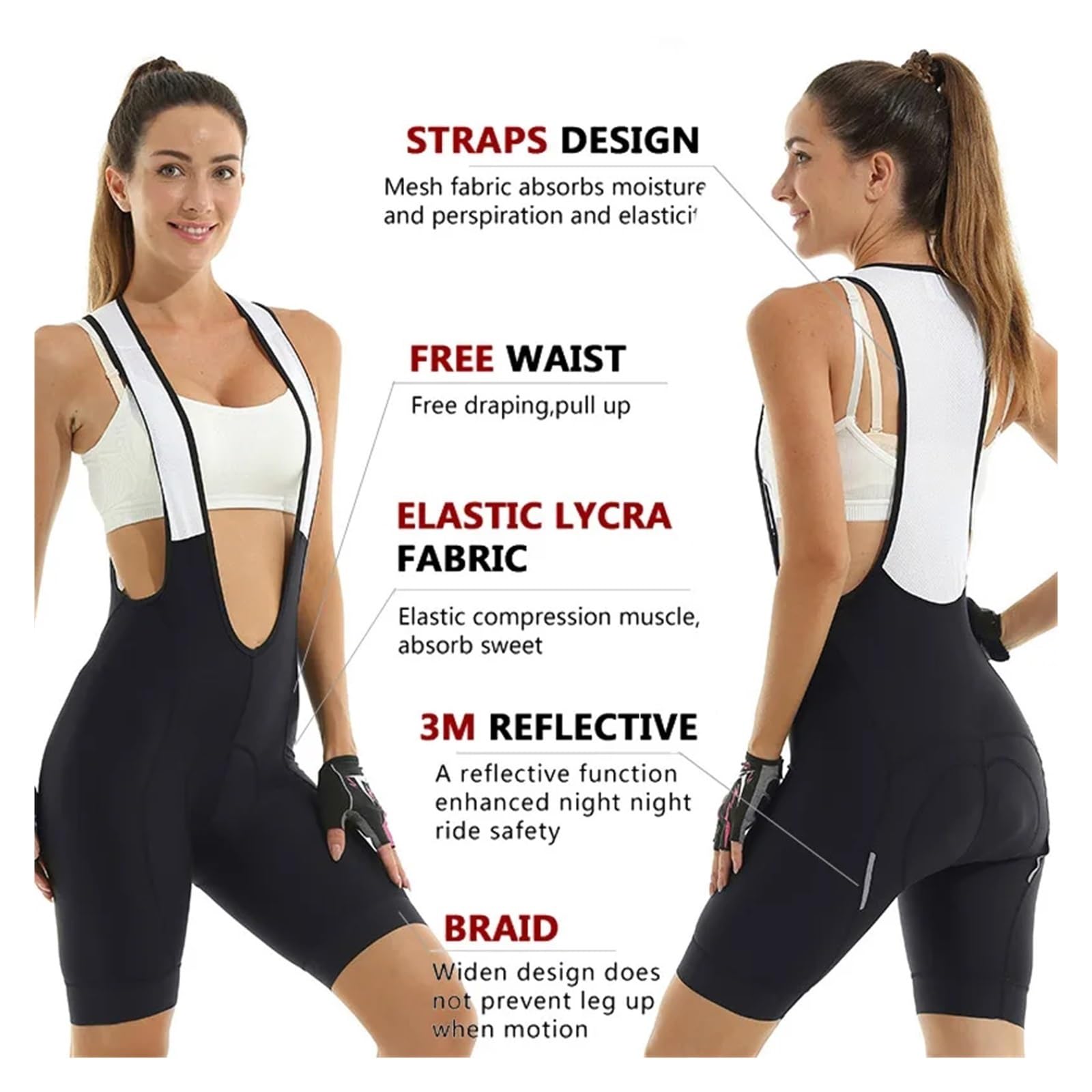 Salopette da Ciclismo Pantaloncini con bretelle da ciclismo da donna Pantaloncini imbottiti da mountain bike Pantaloncini da bicicletta da strada per Ciclismo su Strada ( Color : Women Bib Shorts , Si