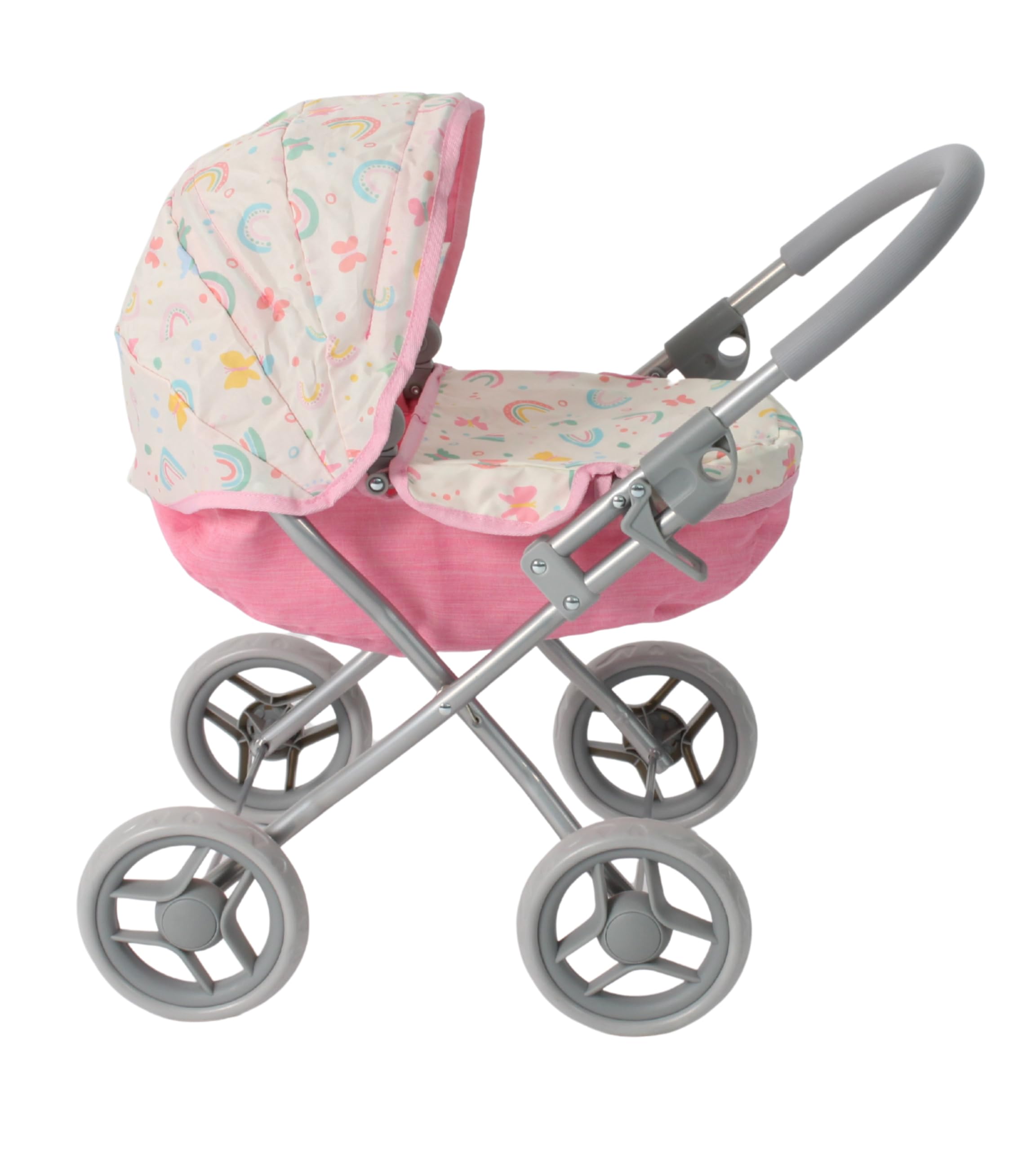 Bayer Chic 2000 Puppenwagen Lilli Schmetterlinge | Klassischer Kinderwagen | Klappbarer Puppenwagen im edlen Design. 55 cm Schieberhöhe, verstellbares Verdeck & ideal für Puppen bis 41 cm.