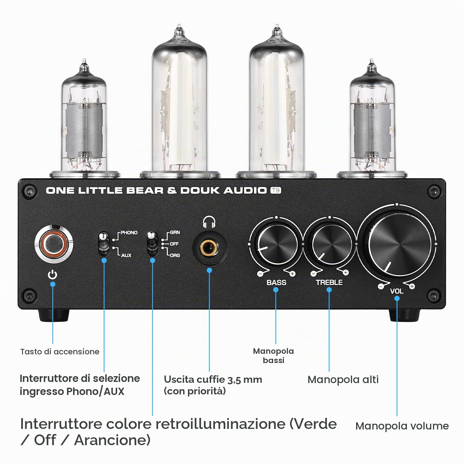 HiFi 6E2 Preamplificatore a valvole Phono Preamp per giradischi MM/MC Amplificatore per cuffie