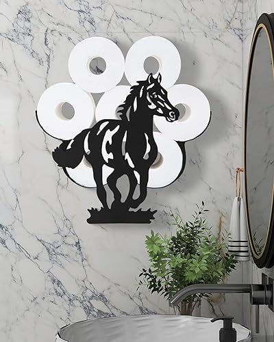 Gardlister - Soporte decorativo para papel higiénico para caballos, organizador y almacenamiento de papel higiénico negro mate para 8 rollos