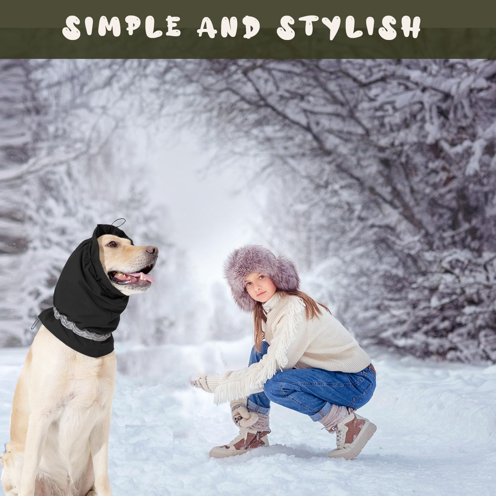 Protectores de orejas para perro, protección contra el ruido, capucha relajante, tira reflectante, cómoda, impermeable, calentador de cuello, para mascotas, para aliviar la ansiedad (negro, S)