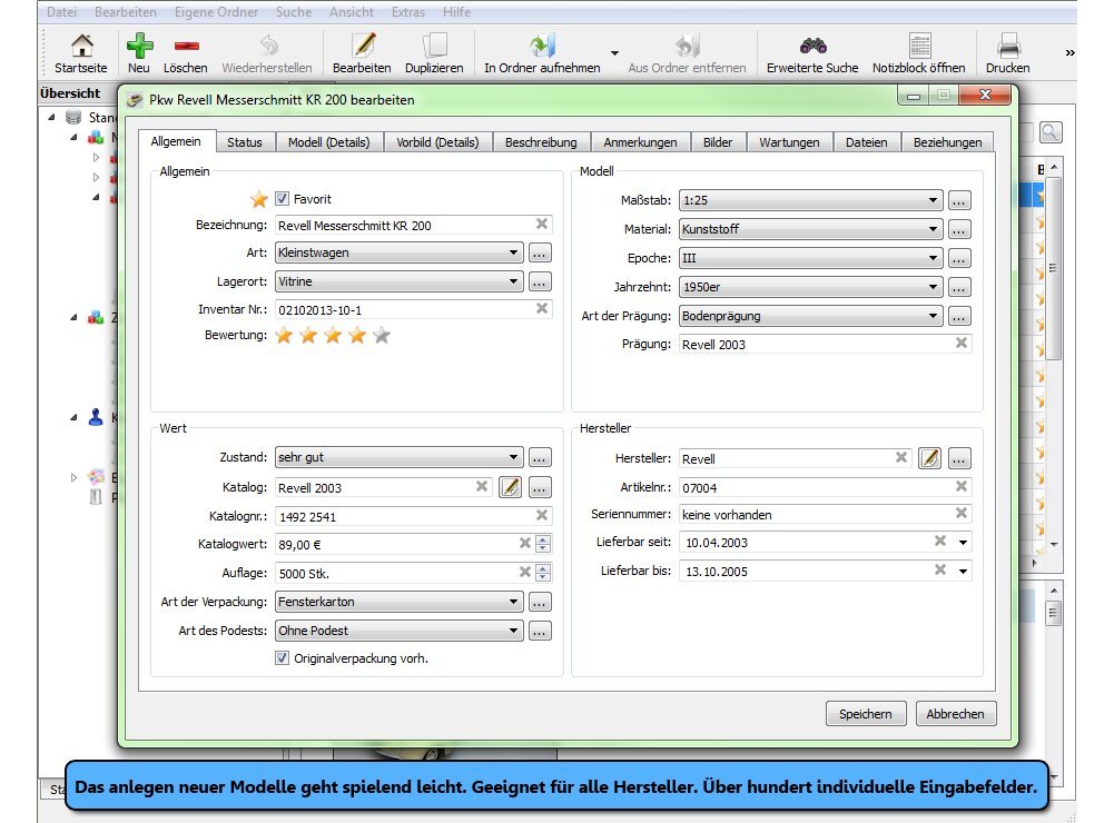 Software f. Verwaltung v. Modellautos - Stecotec Modellauto-Archivator 14 - Verwalten Sie Ihre Modelle samt Zubehör am PC - Katalog / Datenbank Programm zur Modellautoverwaltung