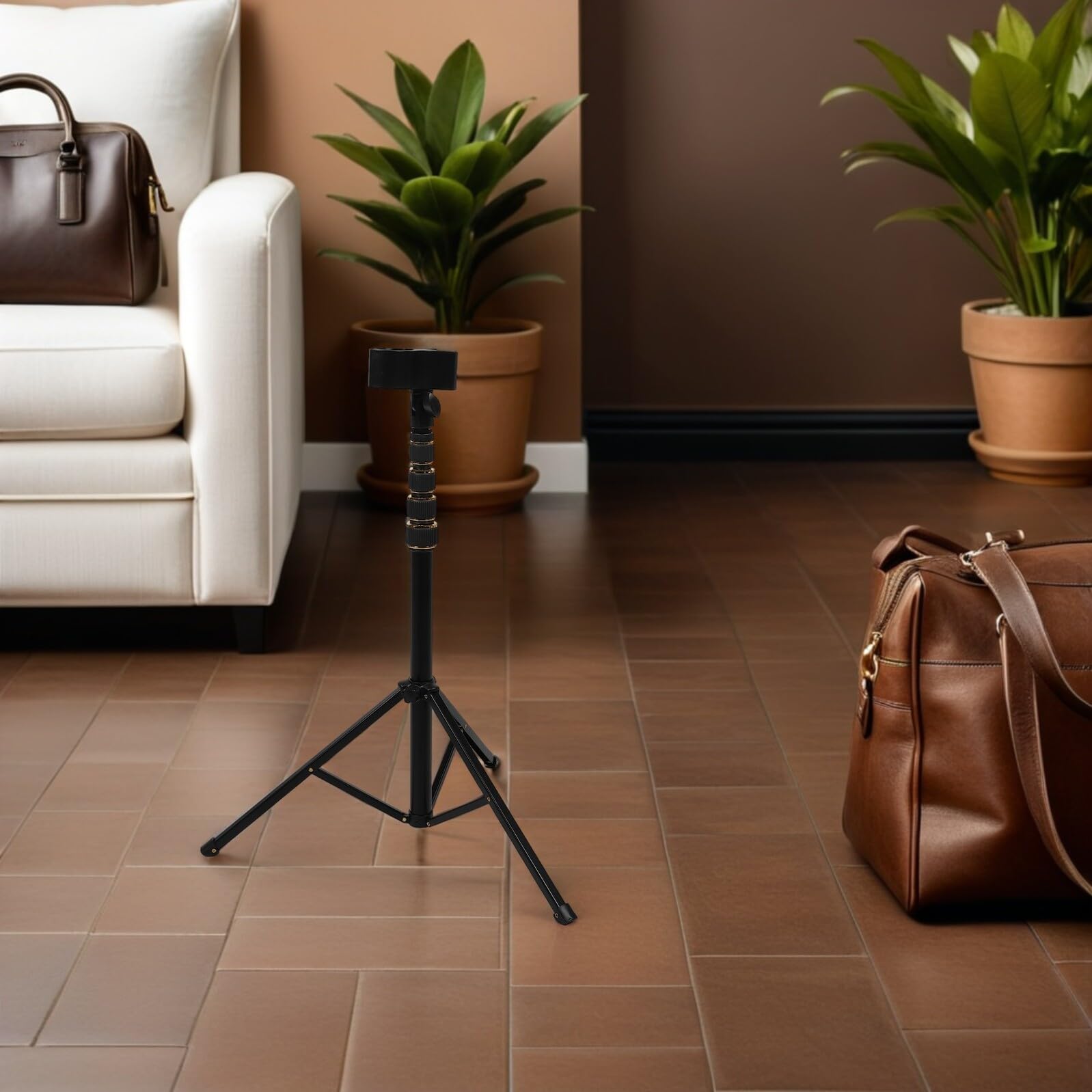 Soporte para Secador de Pelo de Suelo Plegable con Clip Antideslizante, Altura Ajustable hasta 2 Metros, Manos Libres para Baño, Salón Profesional y Viaje