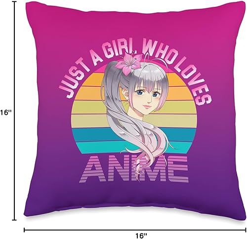 Miniatura 4 de Japanese Manga Anime Otaku Love Stuff Just A Girl Who Loves Anime - Almohada japonesa con diseño de flor de lirio, 16.0 x 16.0 in, multicolor