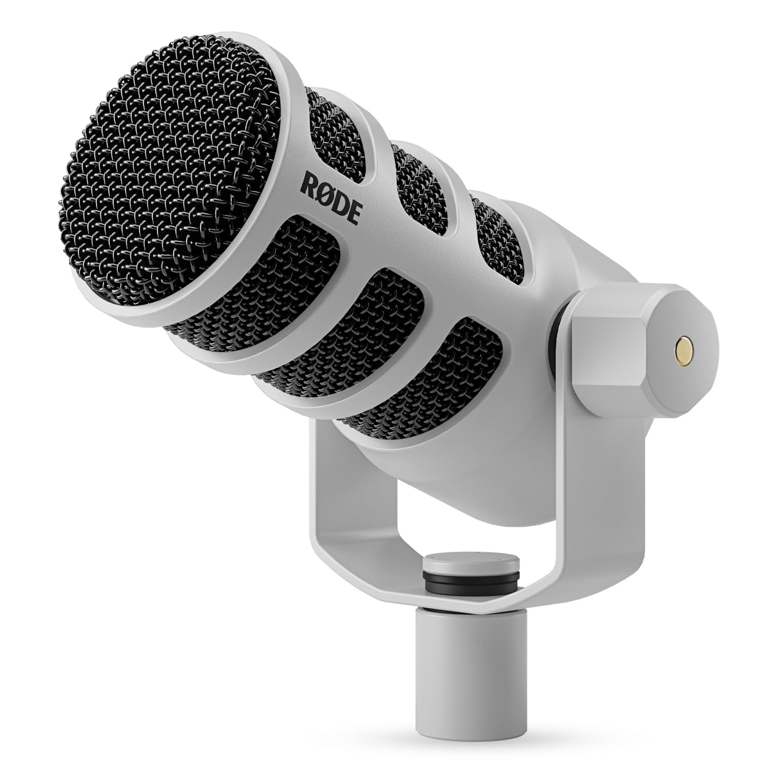 Rode Podmic USB XLR Dynamisches Sprecher-Mikrofon Weiss mit WS14PU Popschutz und keepdrum XLR-Kabel