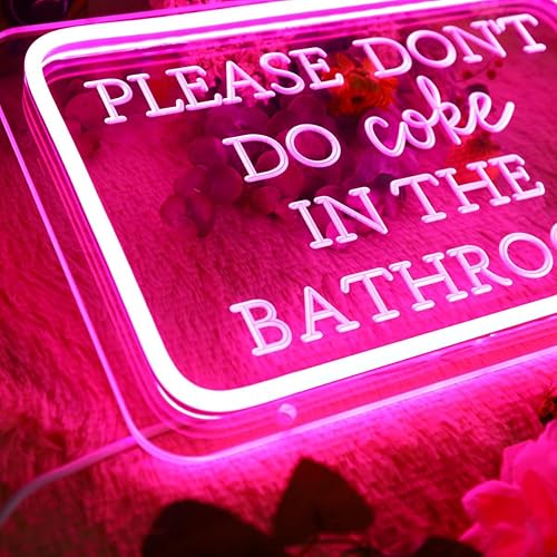 Miniatura 3 de Letreros de neón con texto en inglés Please Don't Do Coke in The Bath para decoración de pared, letreros de luz LED de neón regulables con