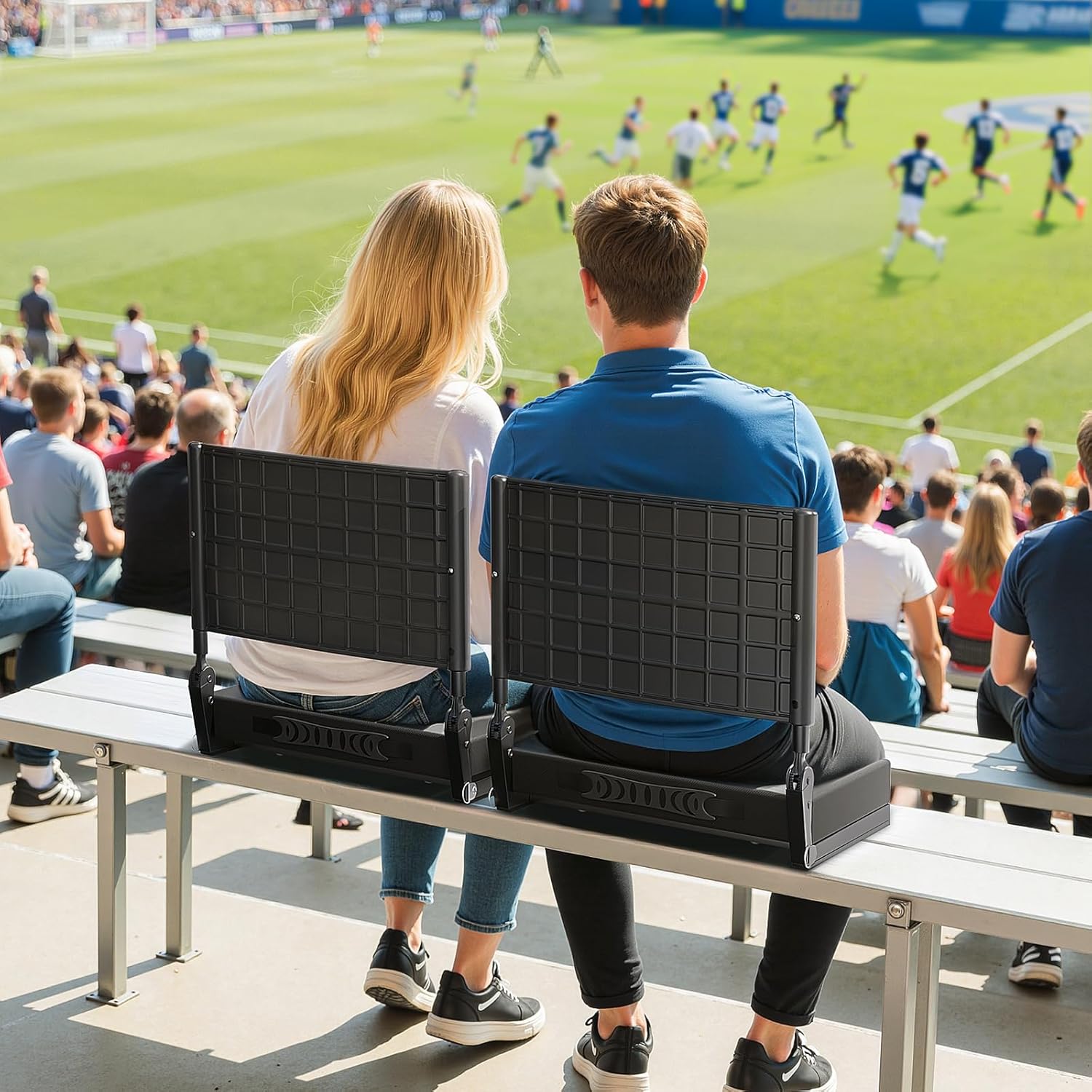 Jocoevol Stadium Seats with Back Support and Cushion, Portable Bleacher Seats, Folding Bleacher Chair w/Shoulder Strap, Stadium Chair Carry Handle for Sports Events Concerts Outdoor