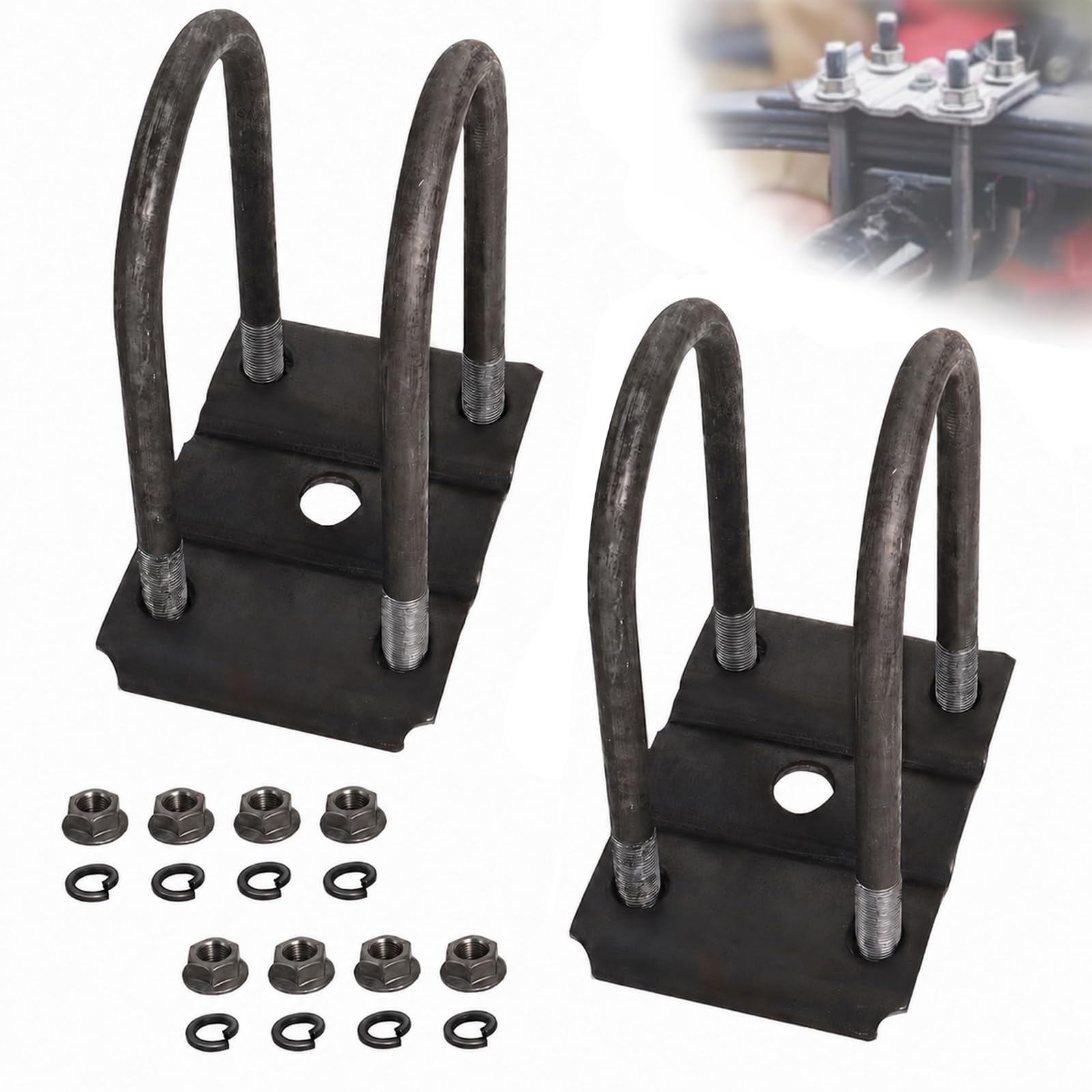 Kit di bulloni a U per rimorchio per asse rotondo da 7,6 cm, per asse rotondo da 7,6 cm, lunghezza 17,8 cm, diametro 1,27 cm, passo filettatura 5,1 cm MCCKLE