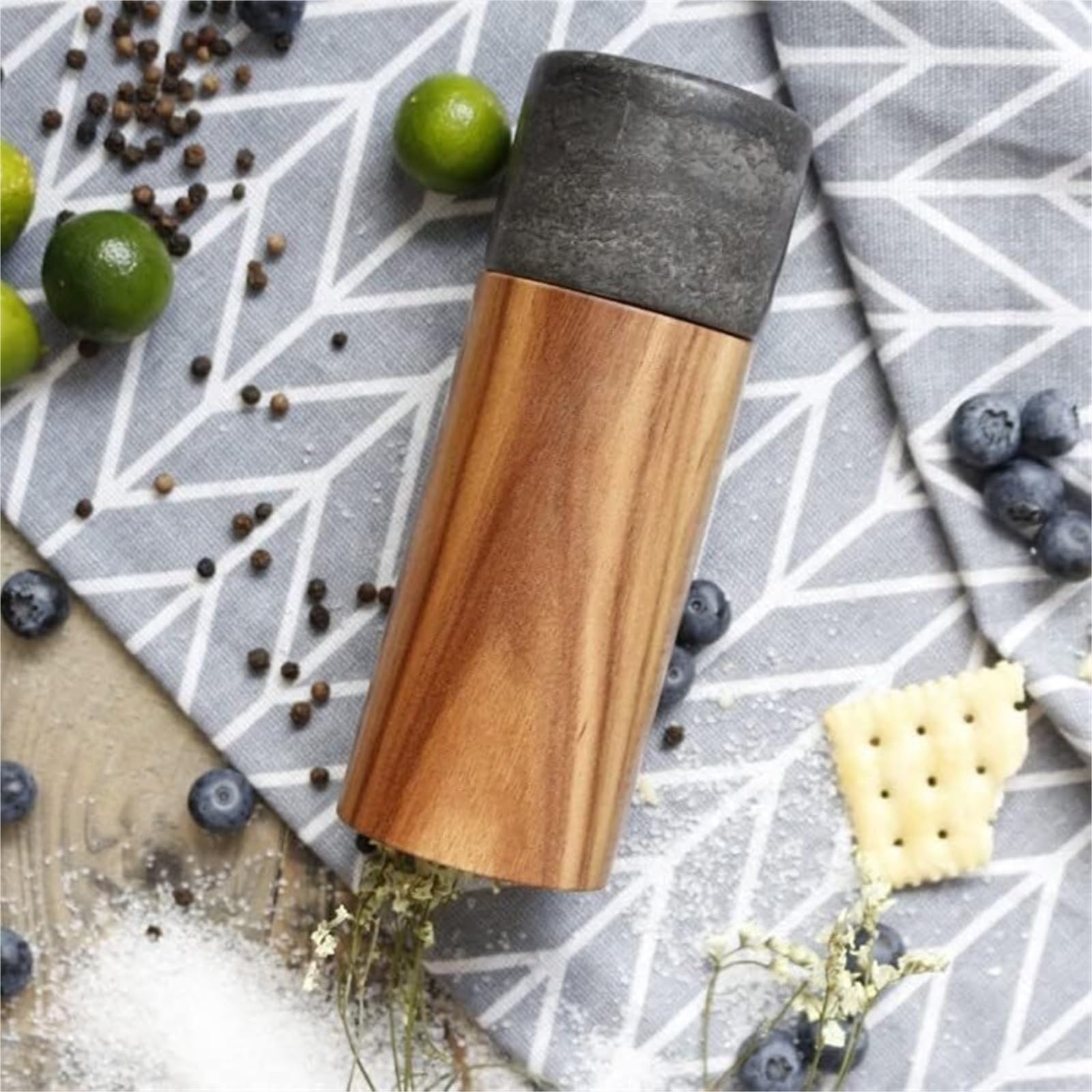 Młynek Do Przypraw Pieprzu Drewniany Młynek Do Pieprzu, Ceramiczny Mielenia Soli Z Możliwością Ponownego Napełnienia, Ręczne Młynki Do Różnych Przypraw(B,2pcs)