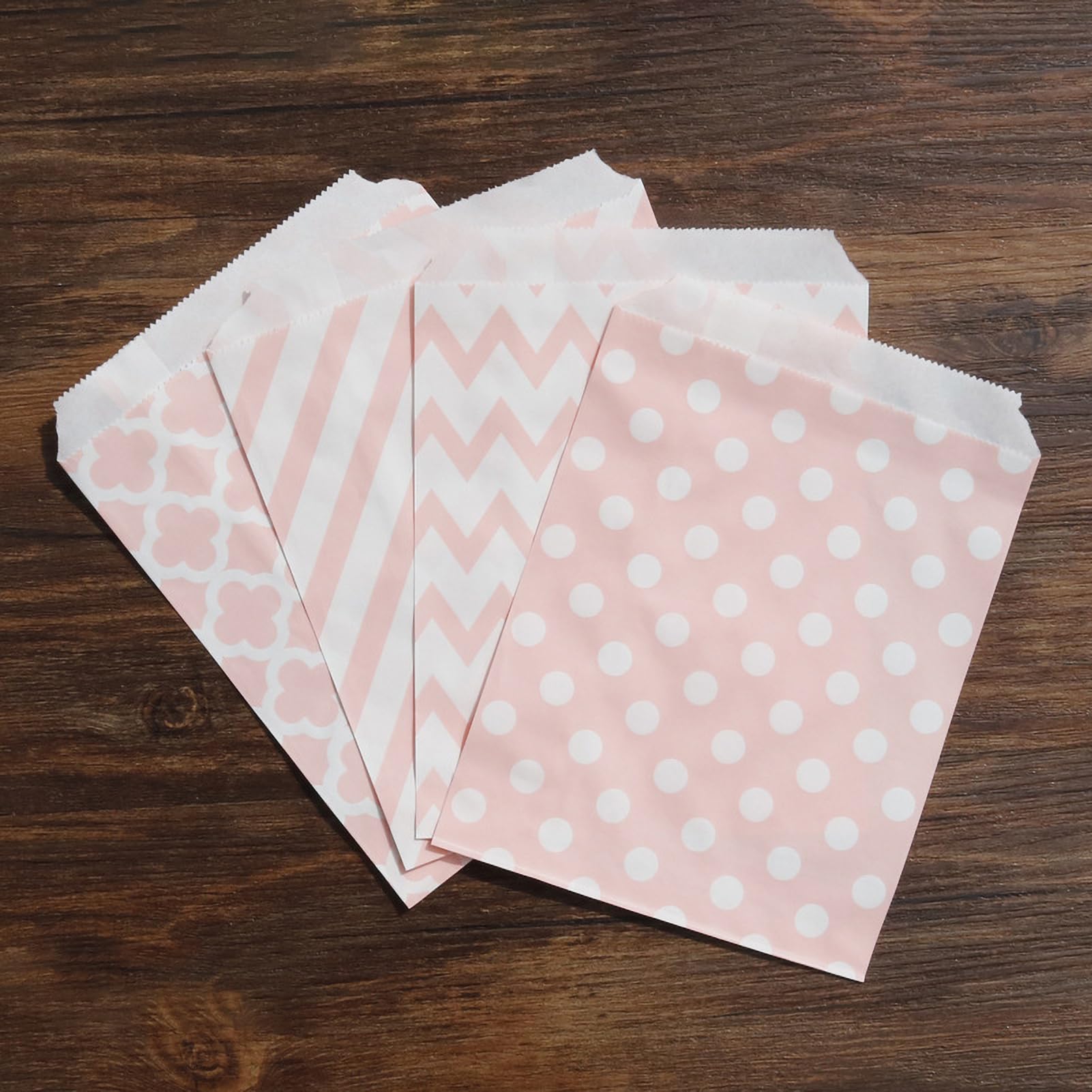 Kraft Paper Snack Bags 13x18cm Kraft Paper Food Packaging Bags Small Food Grade Paper Bags for Snack Treat Cookie CandyLight Pink