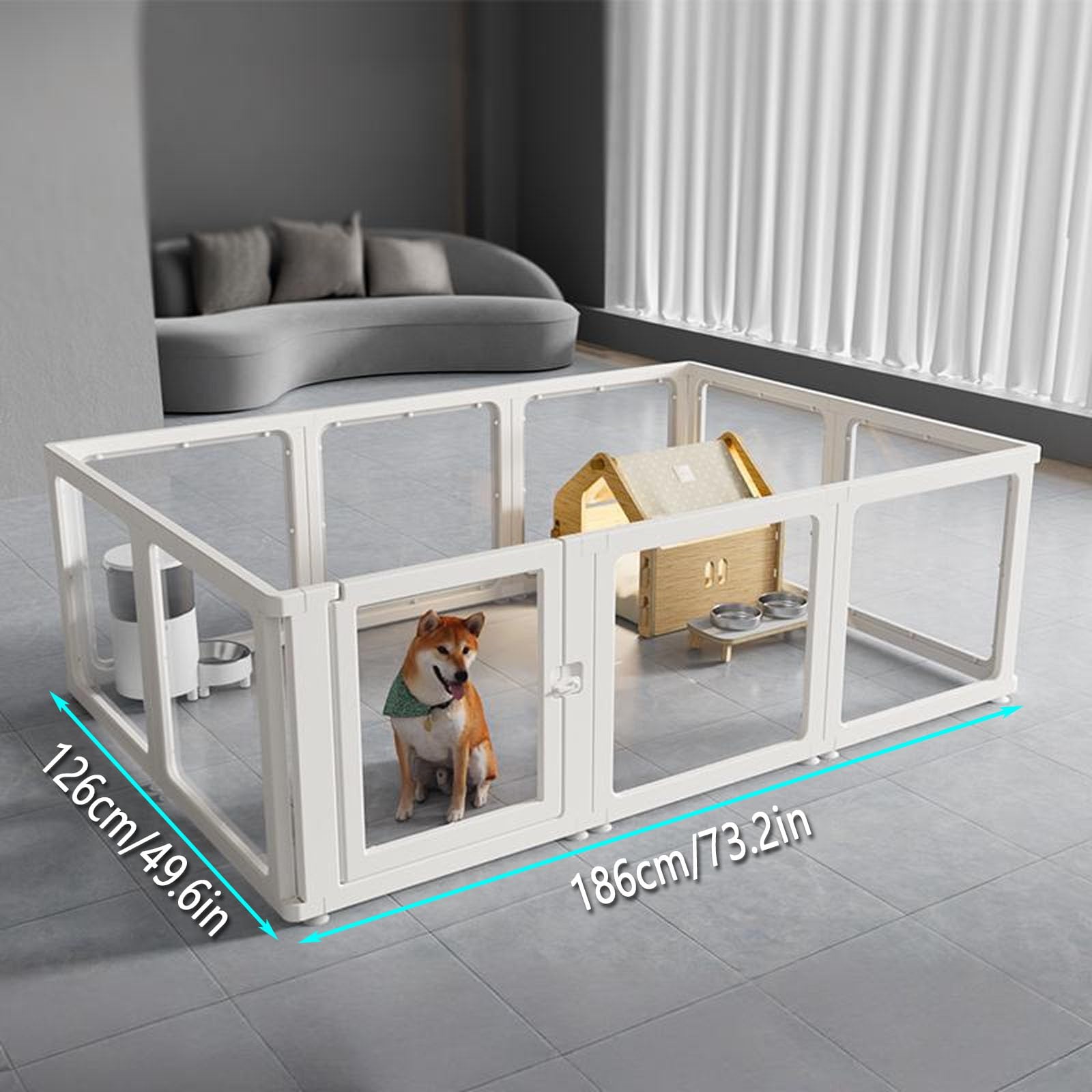 Jaula de acrílico Transparente para Mascotas para Animales pequeños, Patio de Juegos para Gatos, Conejos y Hurones, Jaula Modular Transparente de con Paneles antiescalada(10 Pieces)