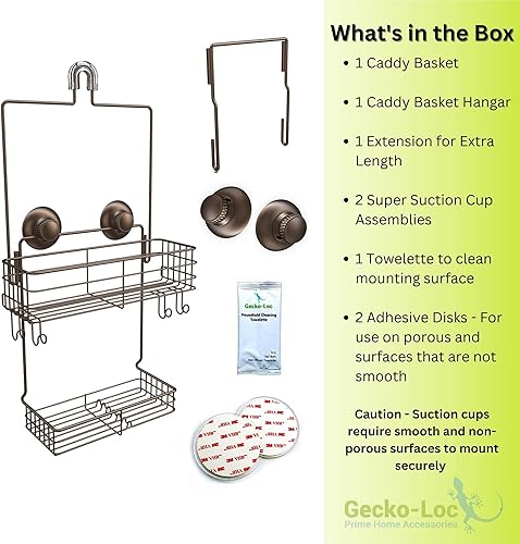 Miniatura 5 de Organizador de ducha colgante extra largo y ancho sobre el cabezal de ducha, organizador de ducha de acero inoxidable, ganchos de estante de