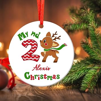 Personalized Christmas Ornaments 2022,Custom Baby Christmas Ornament, Customized Round Ceramic Xmas Decoration Gift for Babys,Kids,Family
