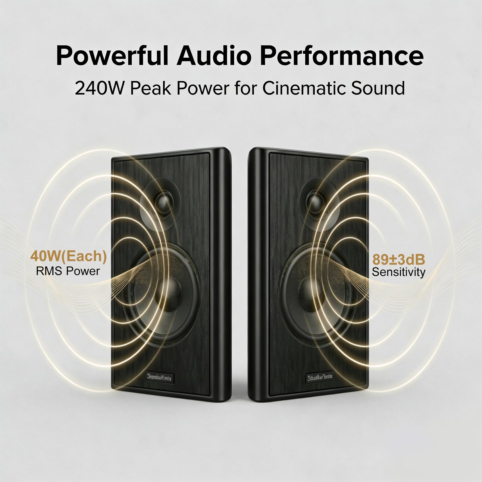 STUDIOFINIX Altoparlanti da parete ultra sottili 13,3 cm 240 W 8 Ohm passivi per home theater nero (coppia)