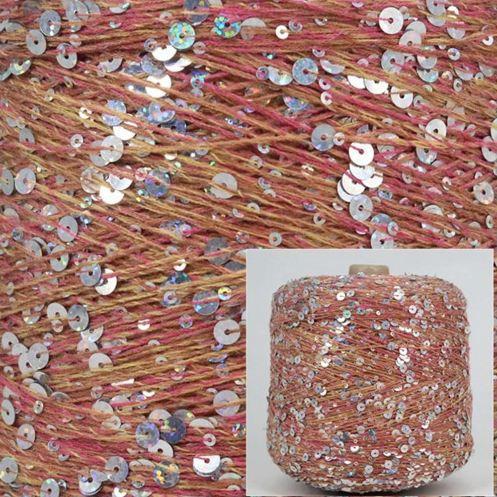 500G akrylowa przędza do robienia na drutach bawełniana wełna szydełkowa przędza 3 mm + 6 mm nić cekinowa do samodzielnego wykonania gramentu