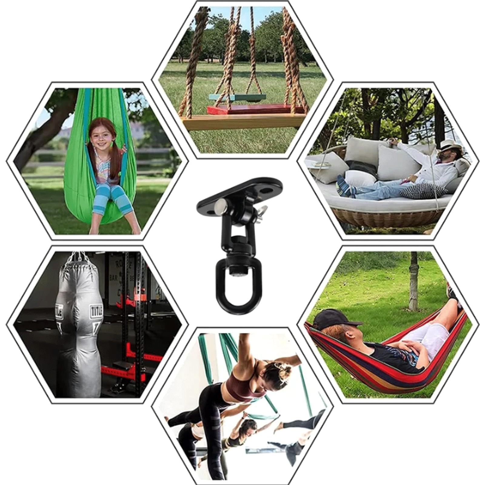 VGGBNG Hammock Hooks?Swing Hooks Heavy Duty? Swing Hook Load Bearing Swivel Swing Hanger Ceiling Fixed Plate Trapeze Swing Hook Hang Swing Hardware & Accessories(Model 4)