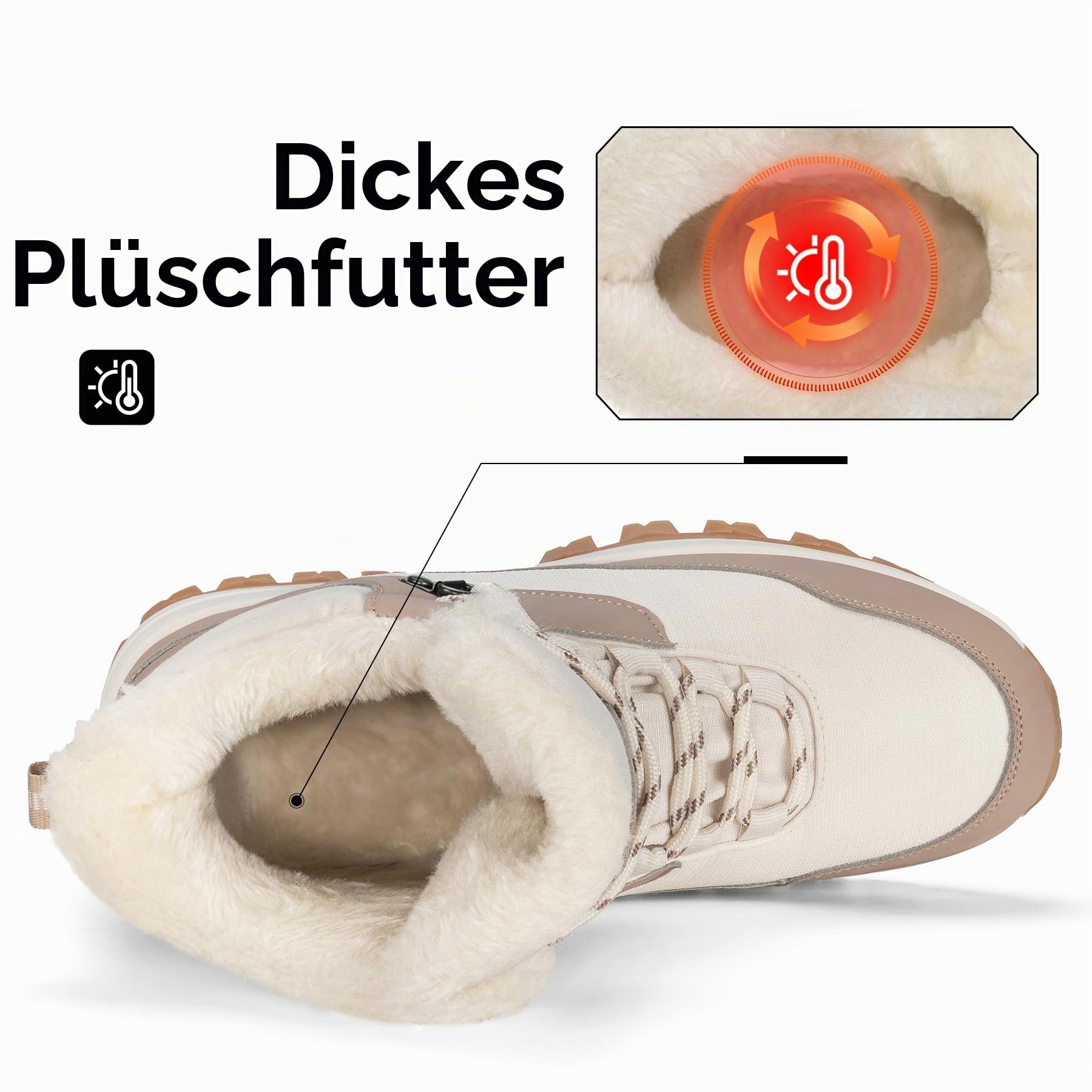 Mishansha Winterschuhe Damen Gefüttert mit Schnürung Gr.36-42