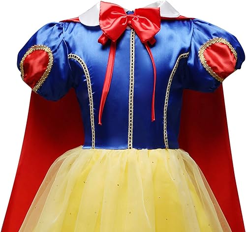 Miniatura 4 de Disfraz de princesa blanca como la nieve para niñas con capa, disfraz de Halloween, Navidad, cosplay, fiesta, fiesta