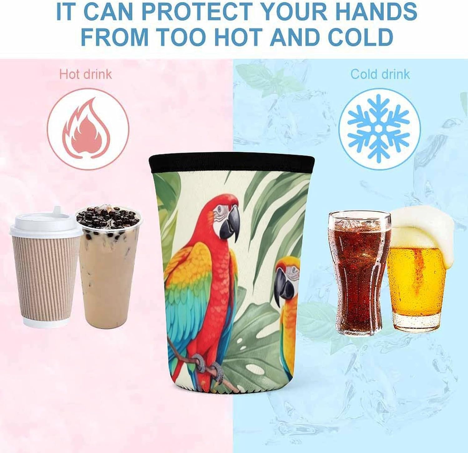 3 Pack Neoprene Cup Sleeves, Stretchy Reusable Drink Cup Cover Universal