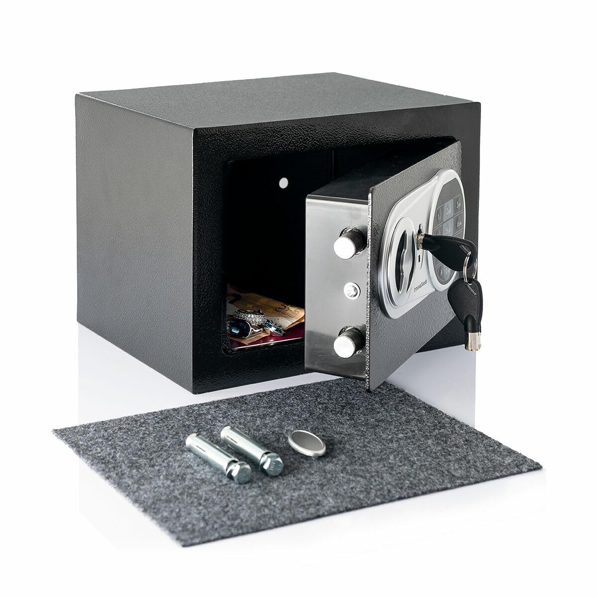 InnovaGoods® Caja Fuerte con Cerradura Electrónica, Caja de Seguridad con Teclado, Perfecta para Hogar, Oficina, Hotel ideal para Almacenar Joyería, Dinero en Efectivo, Documentos.