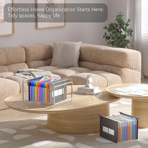 Miniatura 6 de ThinkTex Carpetas colgantes de plástico expandibles, 12 bolsillos de acordeón, gran capacidad para tamaño carta, organizador para archivador, ideal