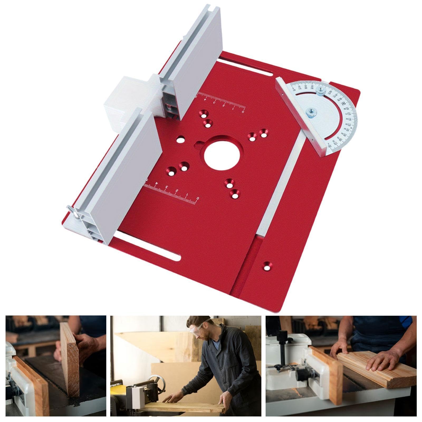 Router Mesa Insertar Placa de Aluminio Mesa de Carpintería Flip Board Guía de Cerca Resistente Y Adecuada para Trabajadores Entusiastas DIY Carpintero, Rojo